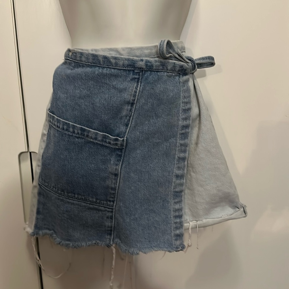 Pac Sun two-tone denim wrap skirt